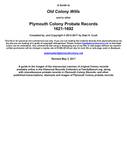 Old Colony Wills - The Plymouth Colony Pages
