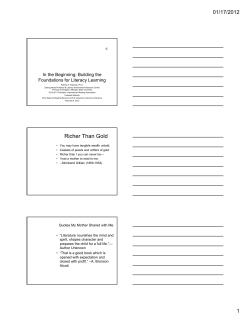 Richer Than Gold - Reading Recovery Council of North America