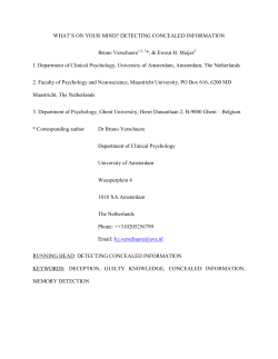 DETECTING CONCEALED INFORMATION Bruno Verschuere