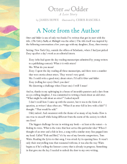 Otter and Odder Author`s Notes
