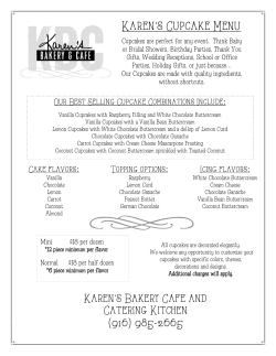 Karen`s Cupcake Menu