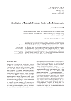 Classification of Topological Isomers: Knots, Links, Rotaxanes, etc.