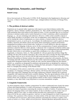 Empiricism, Semantics, and Ontology*