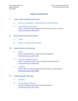 Outline and Materials I. Types of Development Decisions II. Quasi