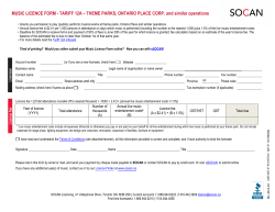 MUSIC LICENCE FORM - TARIFF 12A &ndash; THEME PARKS