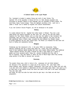 A Cultural Guide to the Luyia People The homeland is located in