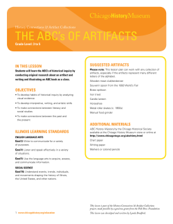 History Connections and Artifact Collections: The ABC`s of Artifacts