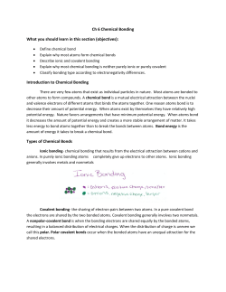 Ch 6 Chemical Bonding What you should learn in this section