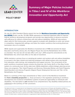 Summary of Major Policies Included in Titles I and IV of the