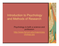 Chapter 1: Introduction to Psychology and Research Methods