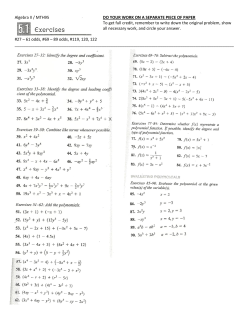 Algebra II / MTH95 DO YOUR WORK ON A SEPARATE PIECE OF