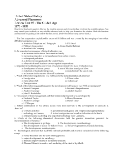 United States History Advanced Placement Review Test #7
