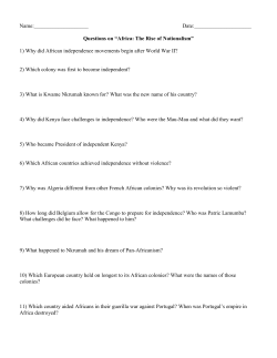 Questions on &ldquo;Africa: The Rise of Nationalism&rdquo;