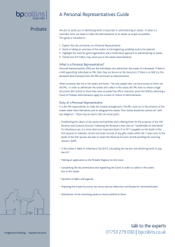 A personal representatives guide