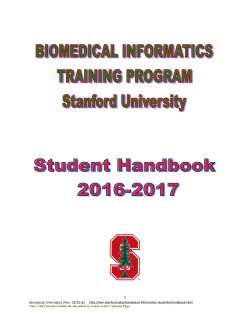 BMI Student Handbook - Stanford Biomedical Informatics