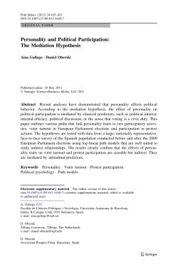 Personality and Political Participation: The Mediation