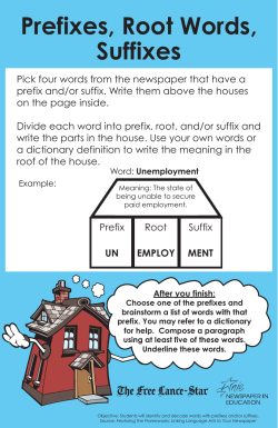 Prefixes, Root Words, Suffixes