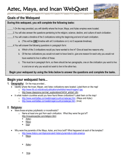 Aztec, Mayan, and Incan WebQuest