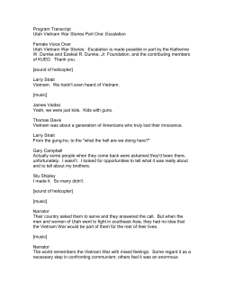 Program Transcript Utah Vietnam War Stories Part One: Escalation