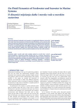 On Fluid Dynamics of Freshwater and Seawater in Marine Systems