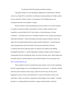 Evolutionary Moral Psychology and Roman History