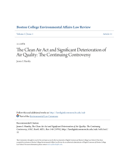 The Clean Air Act and Significant Deterioration of Air Quality