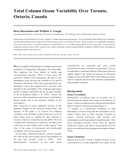 Total Column Ozone Variability Over Toronto, Ontario, Canada