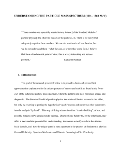 UNDERSTANDING THE PARTICLE MASS SPECTRUM (100