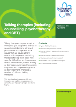 Talking therapies (including counselling, psychotherapy and CBT)