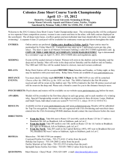 Colonies Zone Short Course Yards Championship April 13 &ndash; 15, 2012