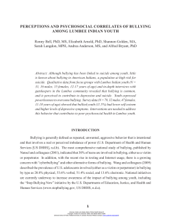 Perceptions and Psychosocial Correlates of Bullying among