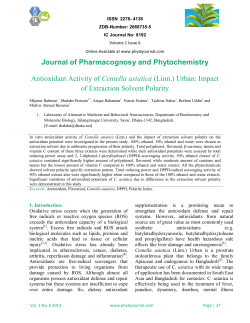 Antioxidant Activity of Centella asiatica