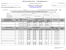Parish Registration Form - Mary Queen Catholic Church