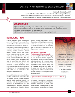 lactate &ndash; a marker for sepsis and trauma - EMCREG