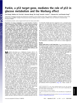 Parkin, a p53 target gene, mediates the role of p53 in glucose