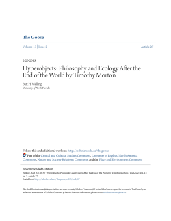 Hyperobjects: Philosophy and Ecology After the End of the World by