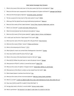 Solar System Model Scavenger Hunt Answers