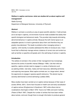 BIOL 3001: Literature review 381753 Welfare in captive carnivores