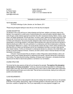 ENGL 2490-001 Introduction to Latino/a Literature