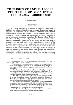 Timeliness of Unfair Labour Practice Complaints under the Canada
