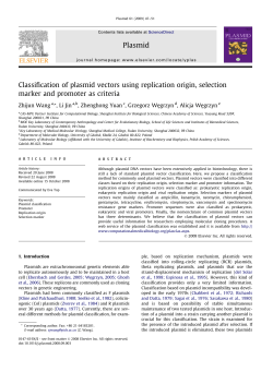 Classification of plasmid vectors using replication