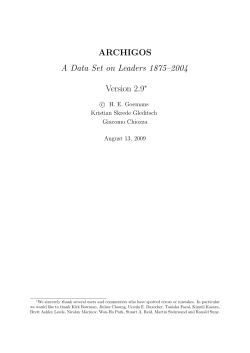 ARCHIGOS A Data Set on Leaders 1875–2004 Version 2.9