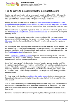 Top 10 Ways to Establish Healthy Eating Behaviors