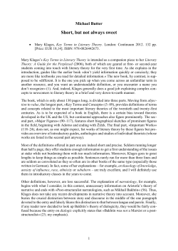Short, but not always sweet - journal of literary theory