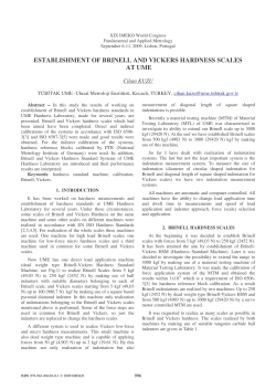 14:00 Establishment of Brinell and Vickers Hardness Scales at UME