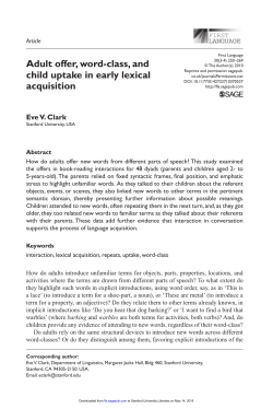 Adult offer, word-class, and child uptake in early lexical acquisition