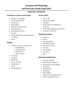 Anatomy and Physiology Fall Final Exam Study Guide 2016