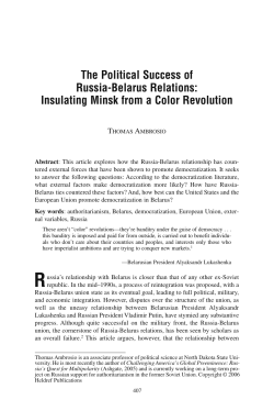 The Political Success of Russia-Belarus Relations