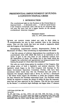 Presidential Impoundment of Funds: A Constitutional Crisis