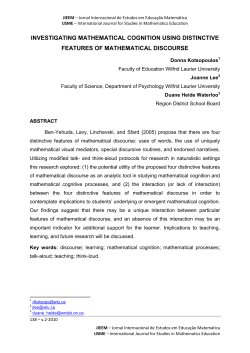Investigating mathematical cognition using distinctive features of